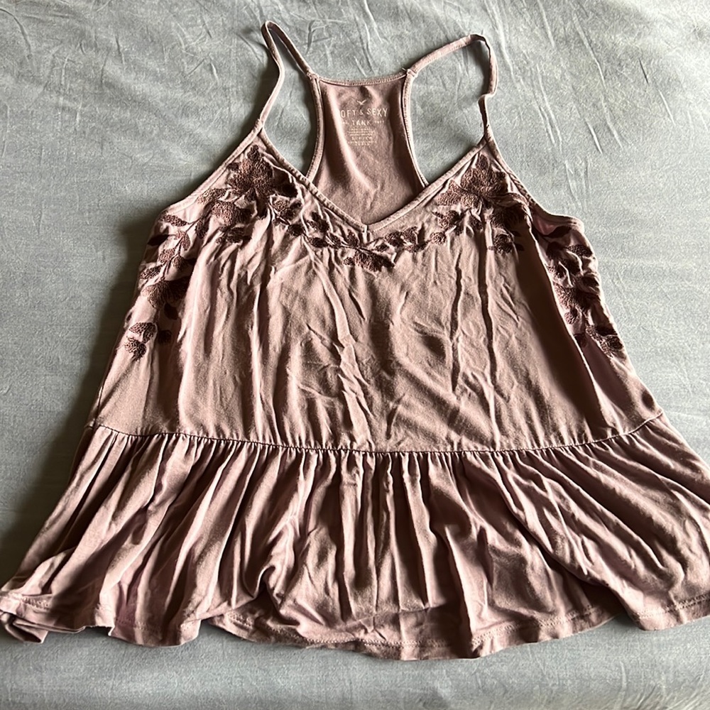 American Eagle Embroidered Tank Top